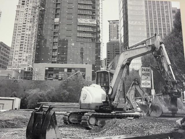 Caterpillar equipment at a Tastad Construction project in Downtown Seattle