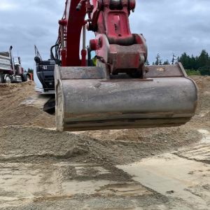 Road roller compactor on construction site